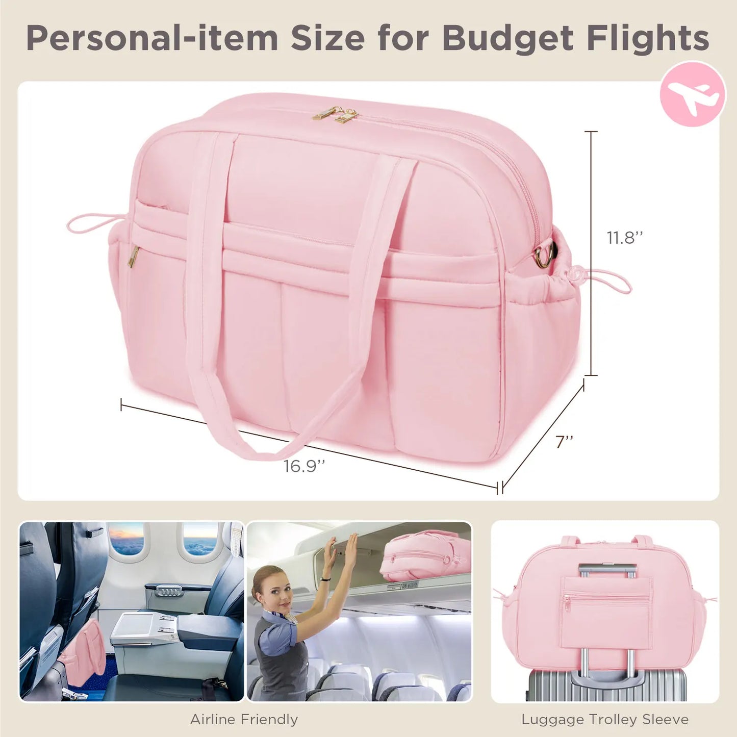Weekender Bags Quilted Travel Duffel Bag,Large Puffer Duffle Bag,Travel Gym Weekend Workout,Carry on Bag for Airplanes