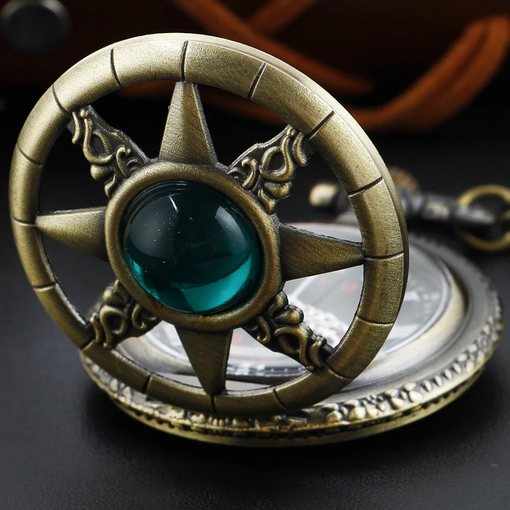 Magic Star Hollow Men's and Women's Digital Quartz Pocket Watch Retro Fashion Necklace Pendant Student Festival Gift