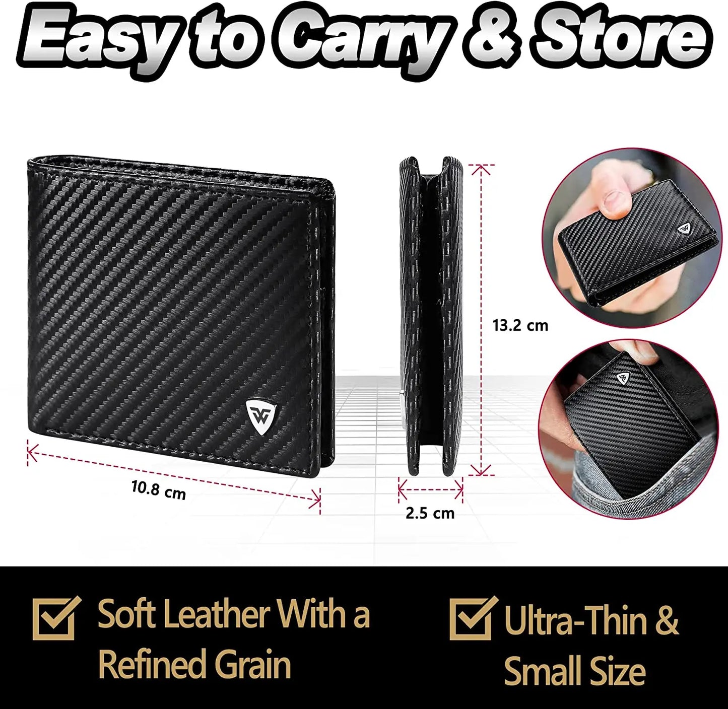 New Business Wallet, RFID Blocking Multi Card Slots With Zipper Coin Clip Men's Wallet Fashion Coin Purse