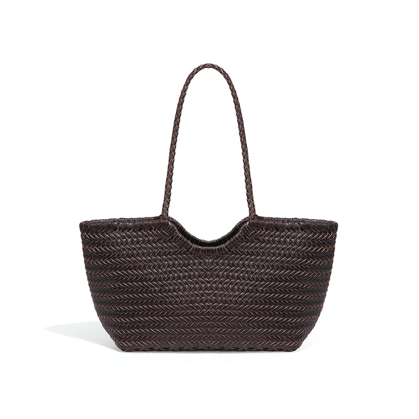 Genuine Leather Hand-woven Vintage Tote Bag New Classic Design Cowhide Shoulder Bag Women's Spring Summer French Bucket Bag 2025