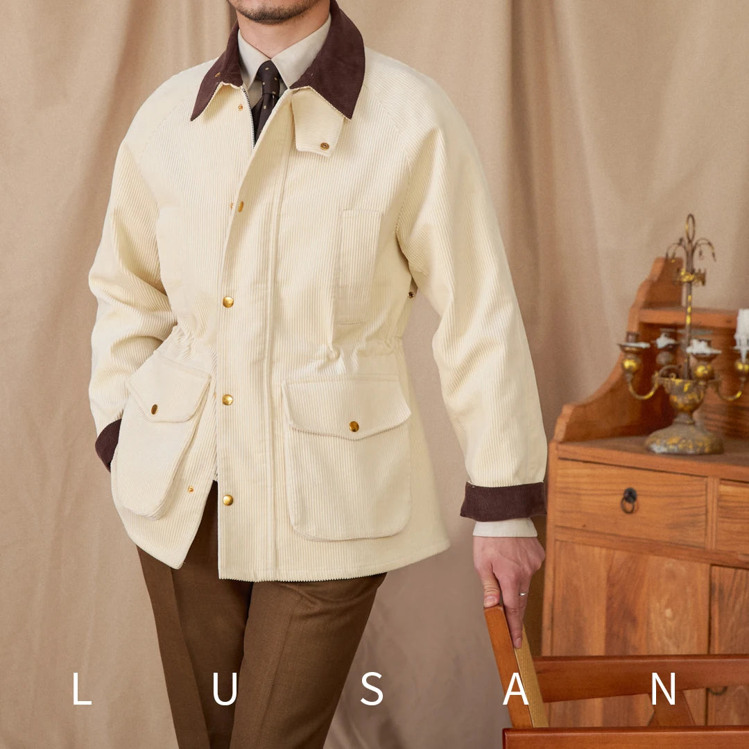 Autumn and Winter Warm Cotton Corduroy Jacket British Light Mature Slim-fit Hunting All-match Retro Jacket for Men