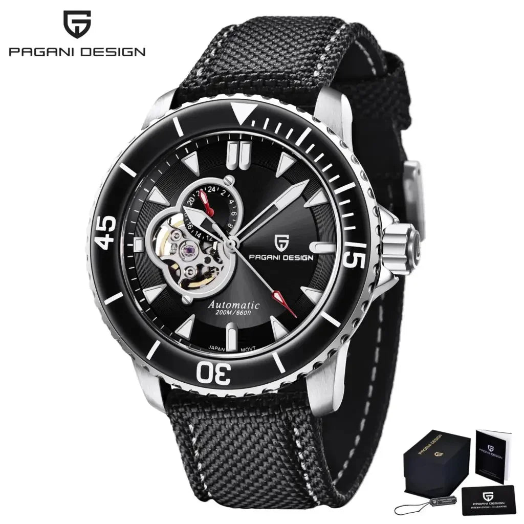PAGANI DESIGN Tourbillon Men Watch Ceramic Bezel Sapphire Hollow TMI-NH39 Automatic Watch 200M Waterproof Mechanical Wristwatch