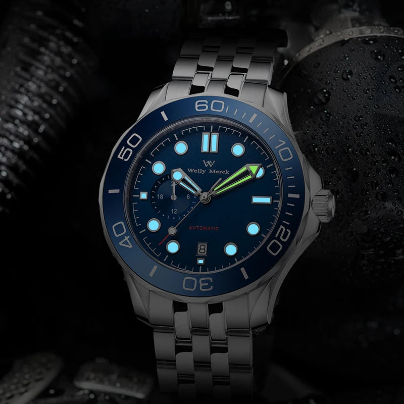WM Watch Automatic Mechanical Watches Waterproof Business Stainless Steel Sapphire Miyota 8217 Welly Merck Watch For Men WM148