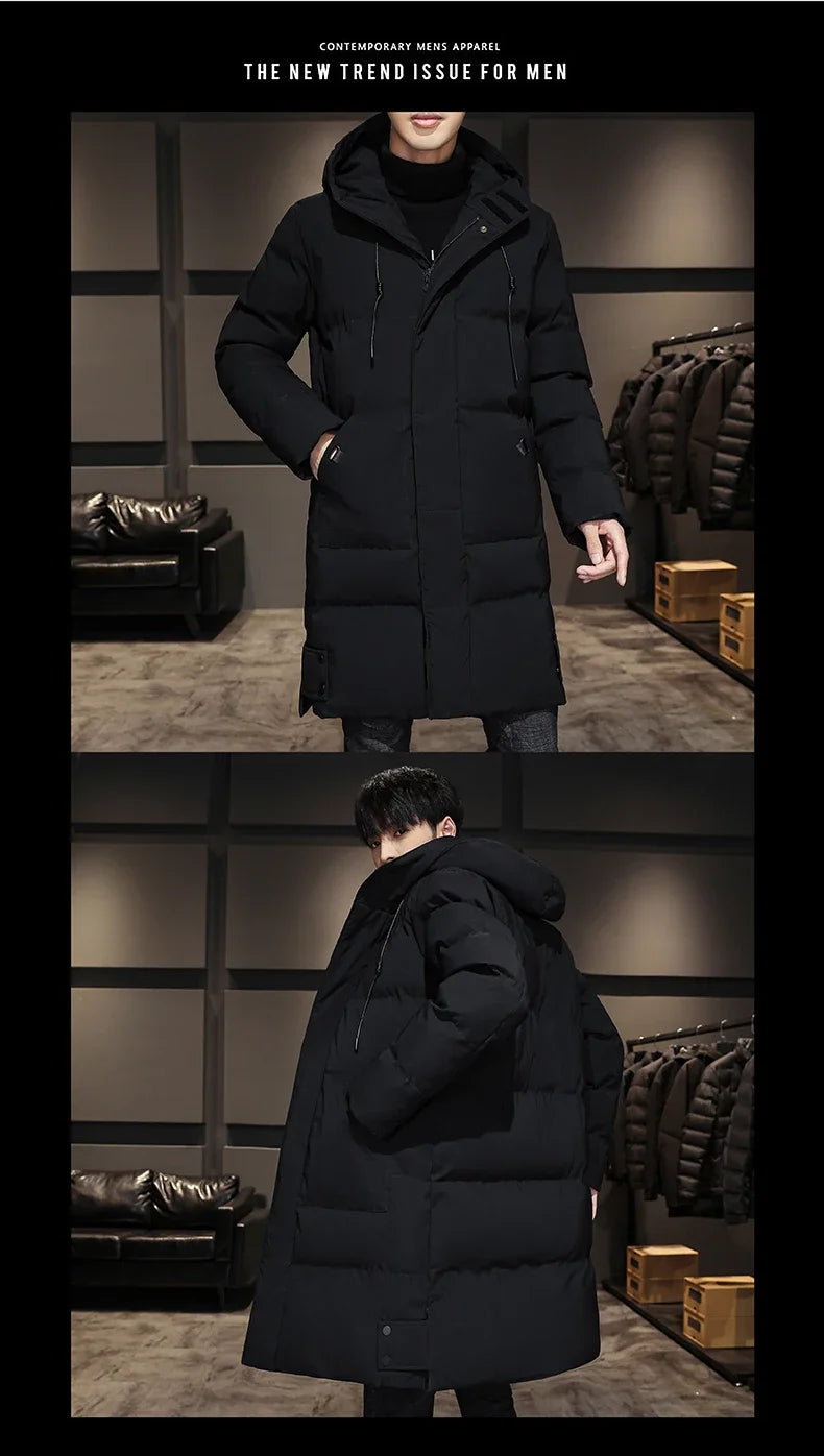 8XL 7XL Men's High Quality Hooded Jacket Black Fashion Winter Jacket Men Brand Clothing New New Parka Men Thick Warm Long Coats
