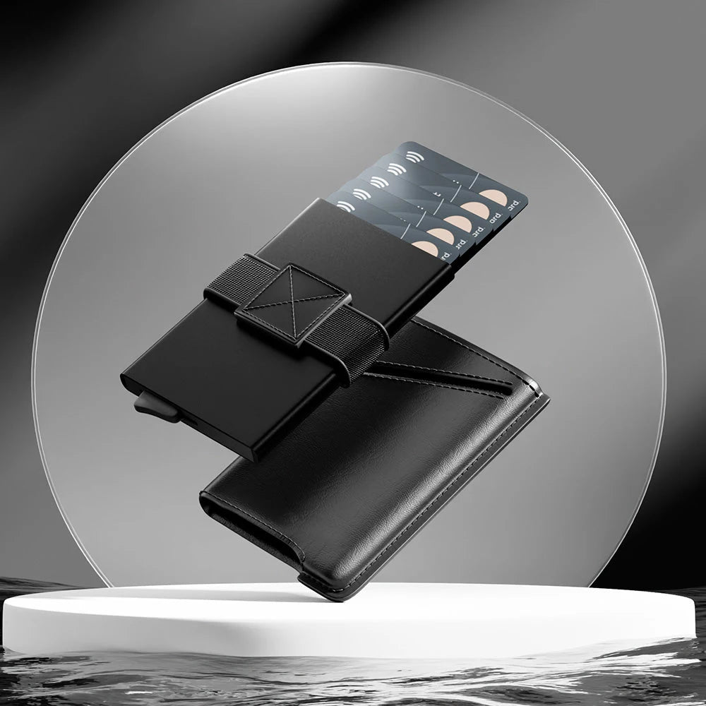 YE TREE Men Wallets Pop Up Business Credit Card Holder RFID Blocking Slim Smart Carbon Fiber Wallet with Pocket