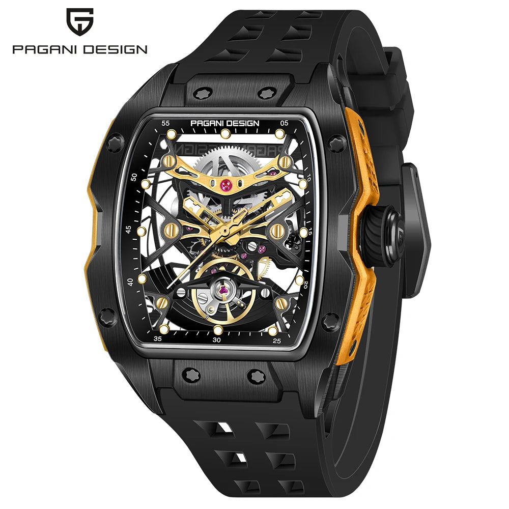 2025 New PAGANI DESIGN 42MM Tonneau Men Mechanical Watch Luxury Sapphire Glass Automatic Watch 50M Waterproof Skeleton Watch Men