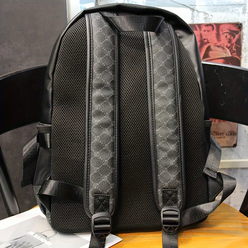 Luxury Plaid Print Backpack Men Fashion Design Men's Backpacks Large-capacity Travel Bags PU Backpack Male Schoolbag
