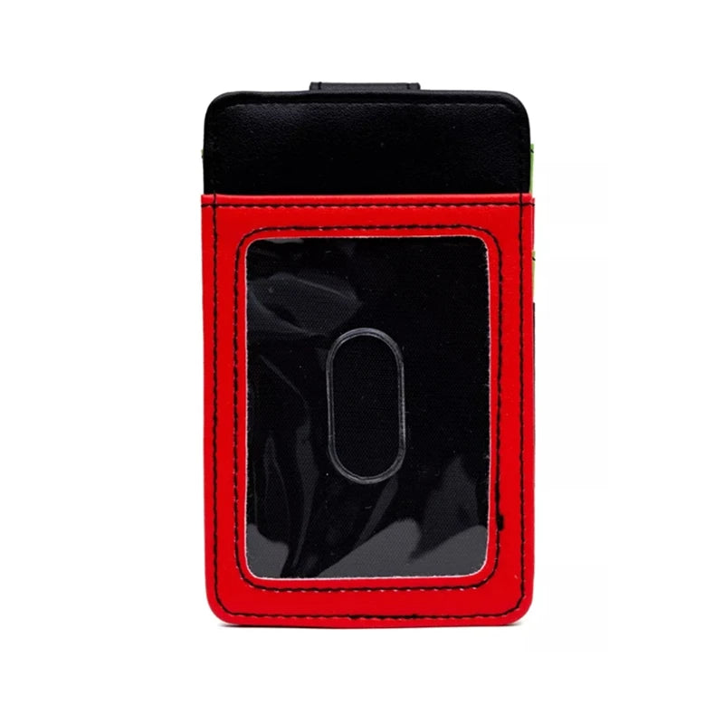 Cute cartoon Vegan PU Wallet, Marvin the Martian Pose Black Green Red ID Card Holder Purse Money Case for Men Women Fashion Bag