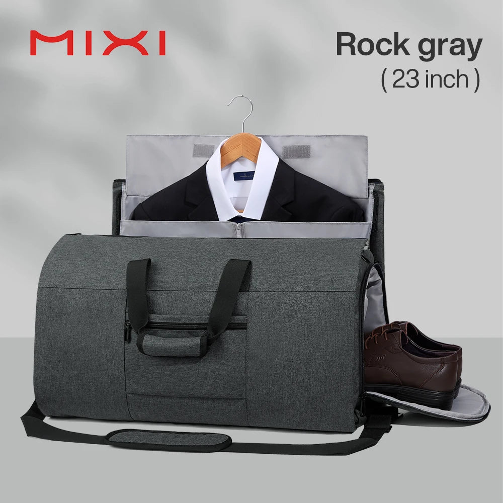 Mixi Carry On Garment Bag for Travel 56L Convertible Duffle Bag for Men Women 2 in 1 Hanging Luggage Suitcase Dress Suit Travel