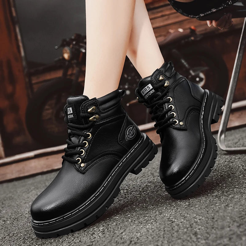 High Quality Leather Mens Boots New Arrival Male High Top Flats Comfortable Lace-Up Low Top Sneakers Stylish Male Ankle Boots