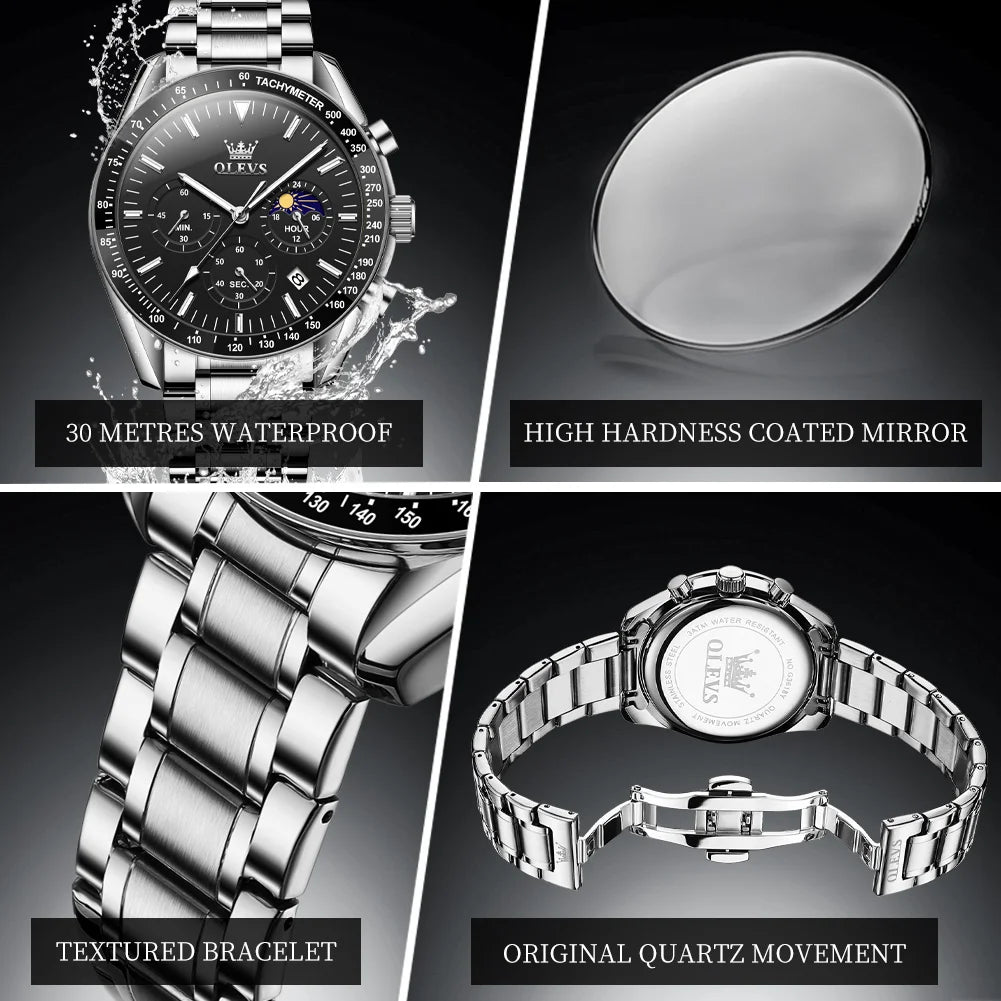 OLEVS Best Selling Original Watches for Men High Quality Stainless Steel Multifunction Mens Watch Fashion Trend Wrist Watch Men