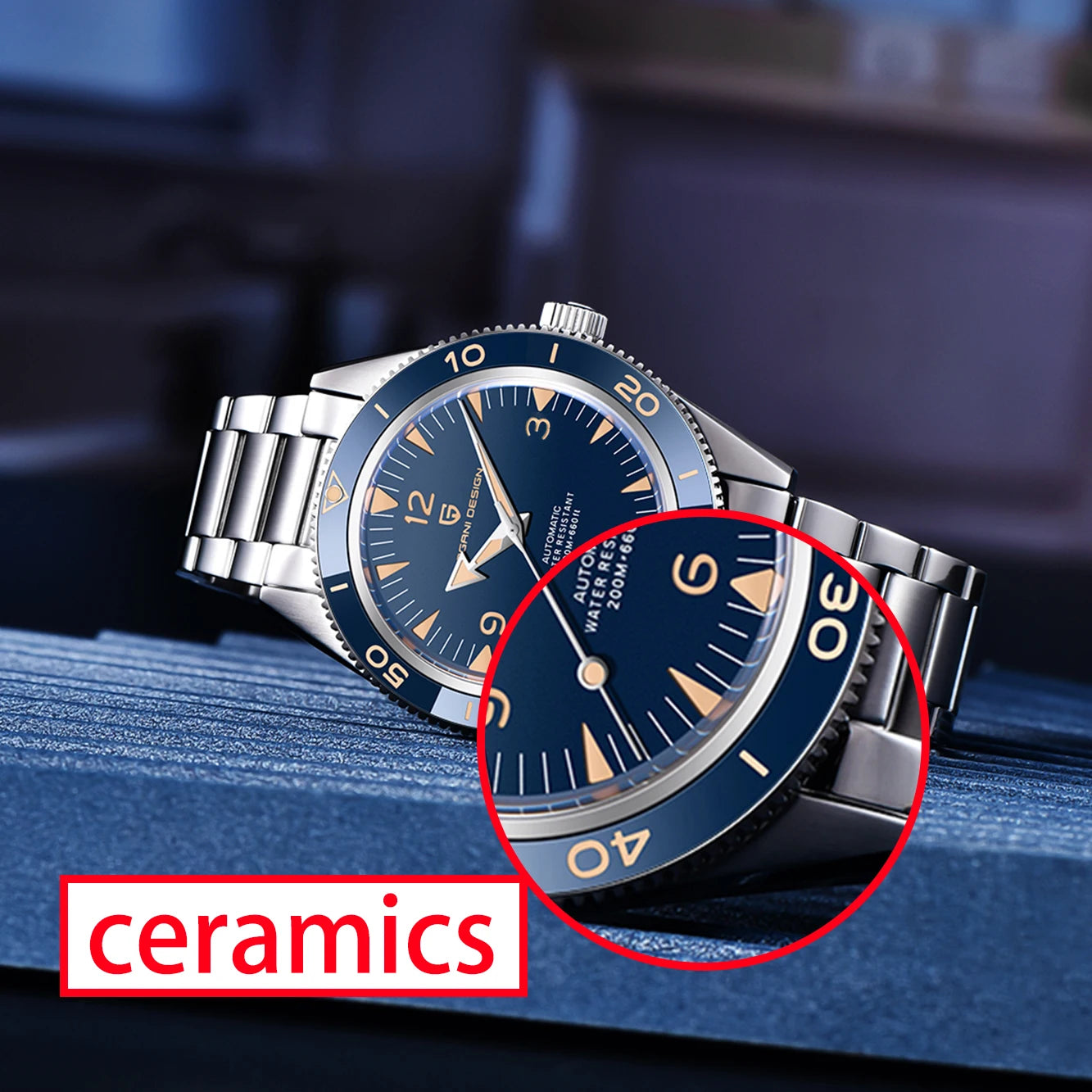 PAGANI DESIGN NH35 Automatic Men Mechanical Watches 200m Waterproof Sapphire Ceramic Diving Stainless Steel Clock V3