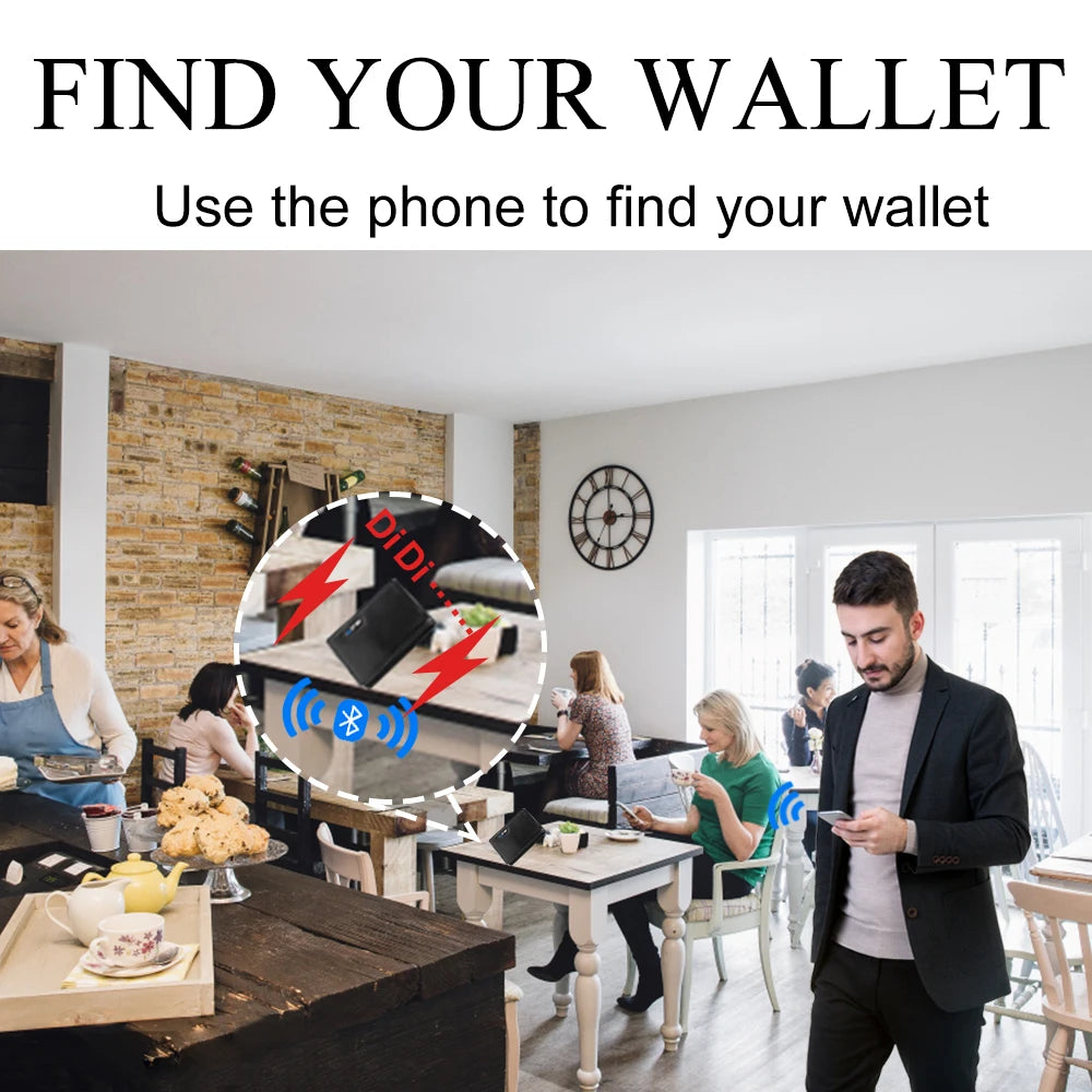 Billetera con gps Tracker Card Android And IOS,Smart Wallet for Men Best 2025 New Fathers Day Gift Birthday Gifts For Dad
