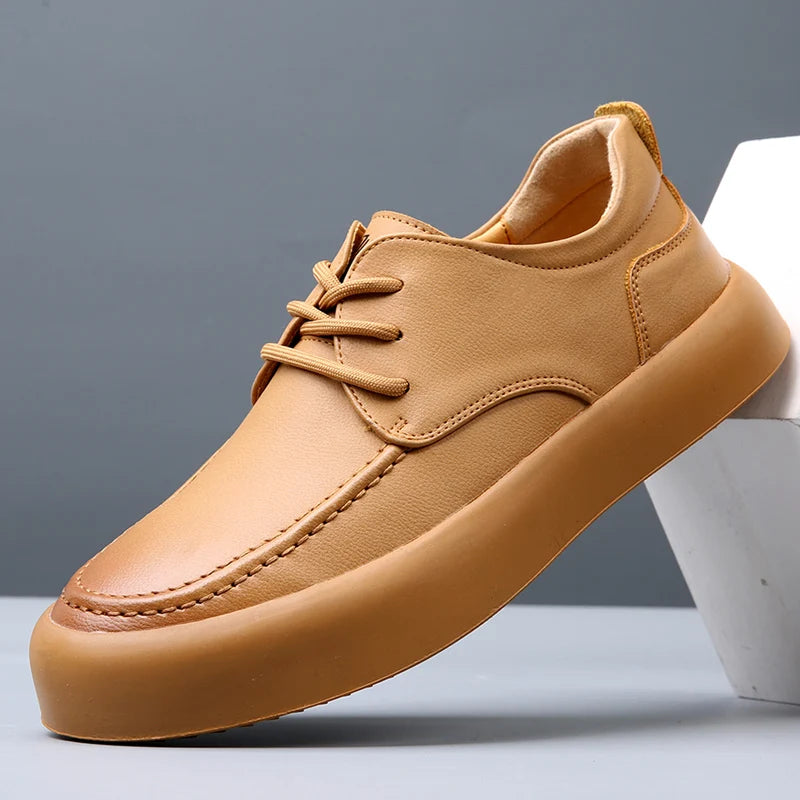 Men Casual Shoes lace up fashion Genuine Leather Board Shoes outdoor Shoes Zapatos Casuales Hombres handmade oxfords Men Shoes