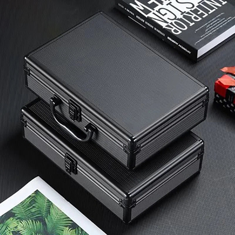 Watch Box Organizer Black Transparent Aluminum Alloy Watch Storage Box With Soft Pillow Safe Deposit Suitcase Mobile Bulkhead