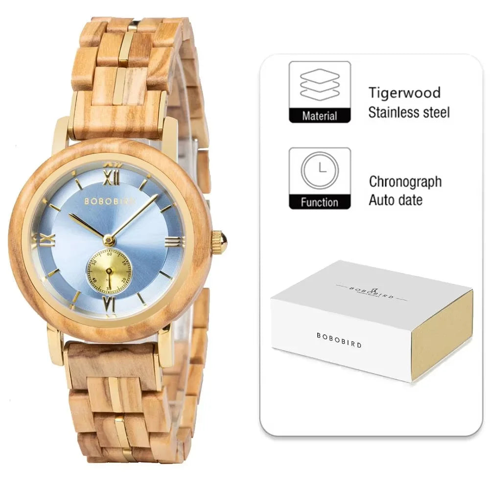 BOBO BIRD Women Watch Casual Fashion Quartz Watch Japanese Movement Round Dial Wooden Ladies Wristwatches Dress Clock Custom