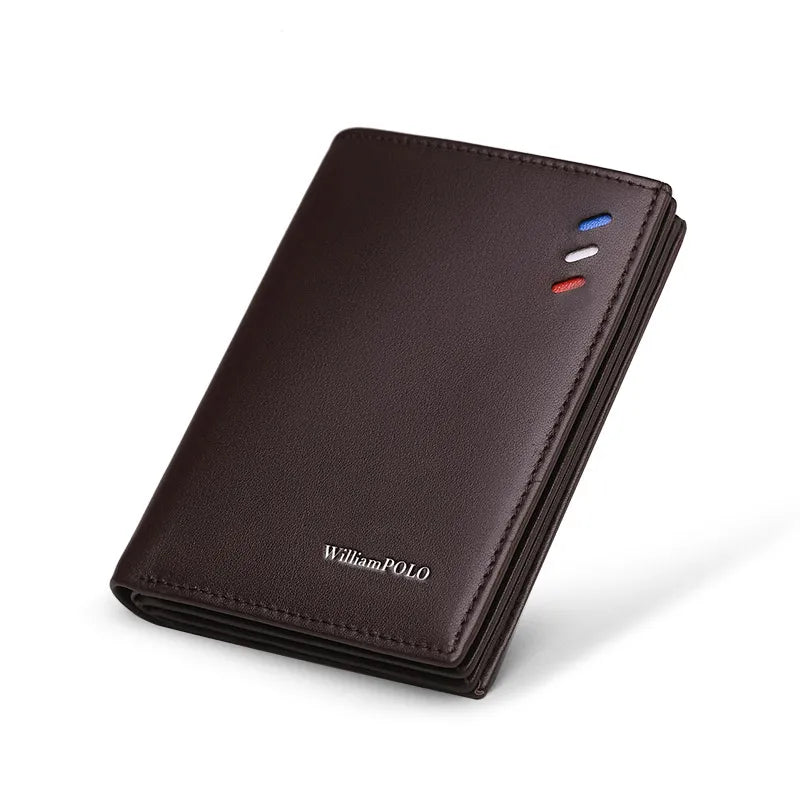 Genuine leather men's wallet, fashionable short style card holder, multifunctional coin purse