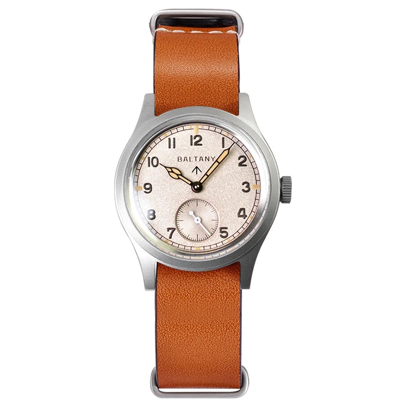 Baltany Retro Automatic Watch Men S2025 Fabric Strap St1701 Classic Subsecond Hand Luminous 36mm Mechanical Vintage Watch