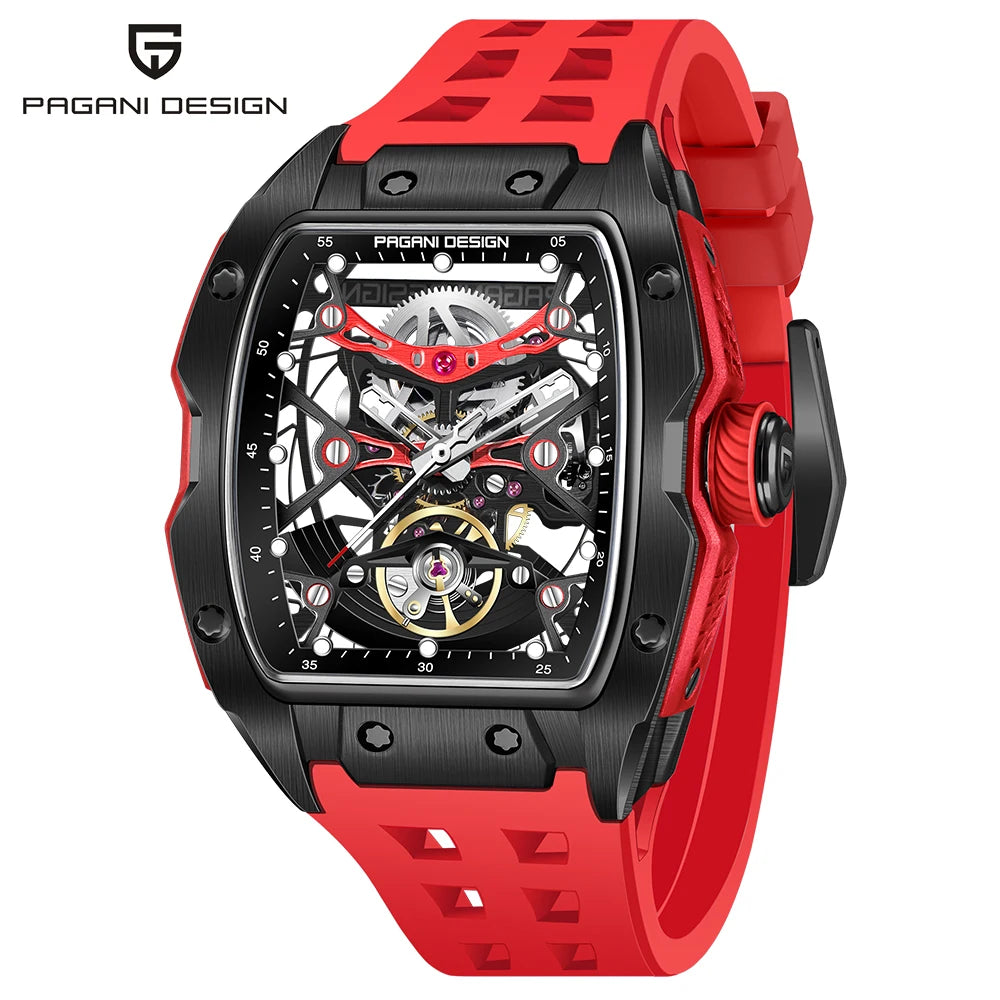 2025 New PAGANI DESIGN 42MM Tonneau Men Mechanical Watch Luxury Sapphire Glass Automatic Watch 50M Waterproof Skeleton Watch Men