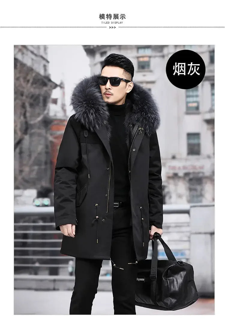 New Style Overcomes Men's Mink Inner Tank Winter New Item B Warm Fur Integrated Coat Imitation Mink Fur Medium Long Fur Coat