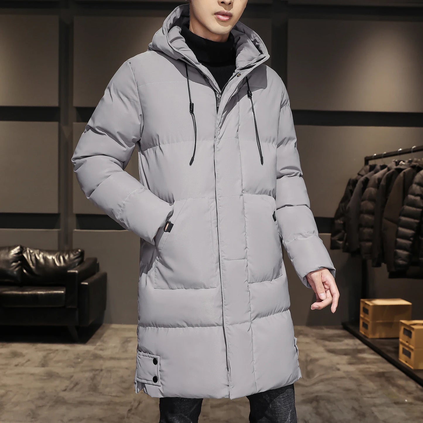 8XL 7XL Men's High Quality Hooded Jacket Black Fashion Winter Jacket Men Brand Clothing New New Parka Men Thick Warm Long Coats