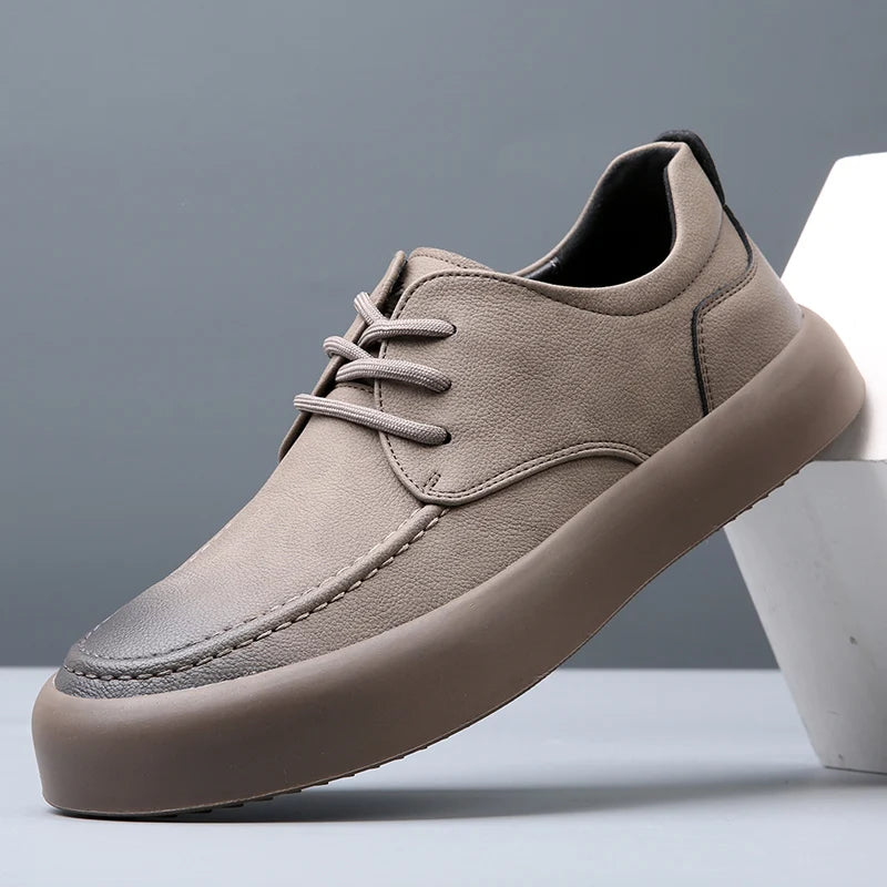 Men Casual Shoes lace up fashion Genuine Leather Board Shoes outdoor Shoes Zapatos Casuales Hombres handmade oxfords Men Shoes