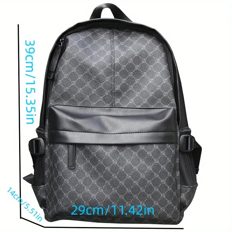 Luxury Plaid Print Backpack Men Fashion Design Men's Backpacks Large-capacity Travel Bags PU Backpack Male Schoolbag