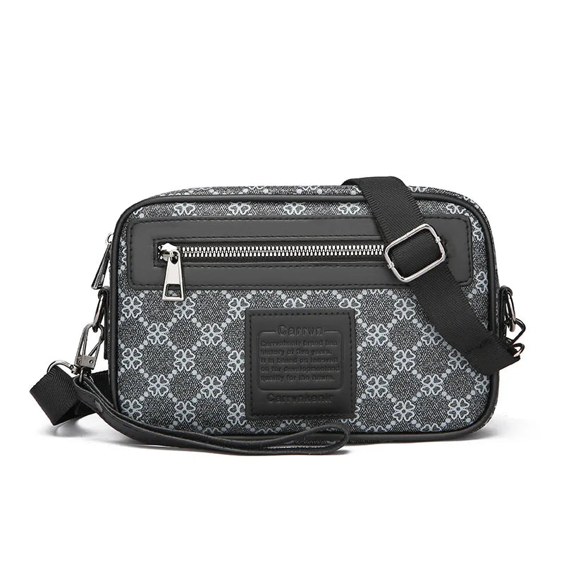 Casual Business Shoulder Bag Men PU Leather Messenger Bag Wide Strap Crossbody Bags Square Clutch Bag Designer Male Sling Bags
