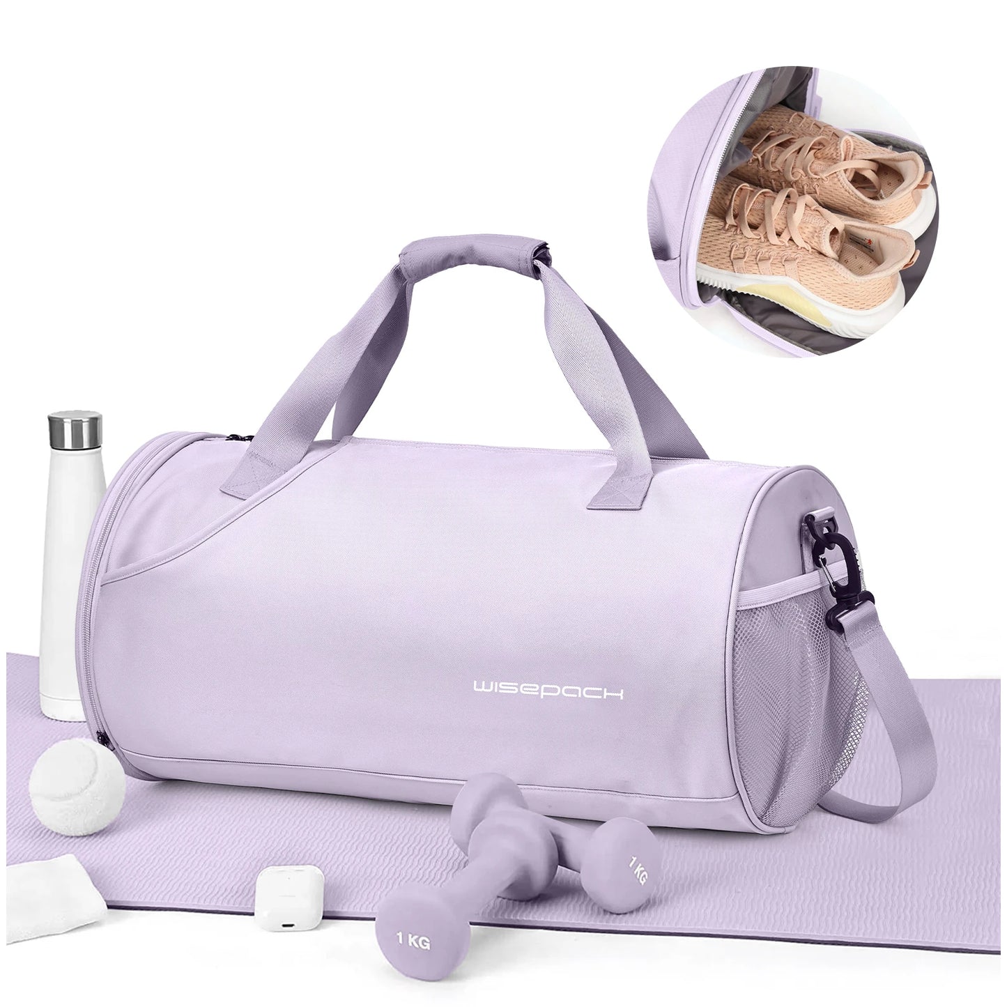 Gym Duffel Bag for Women,Daypack for Sports Gyms and Weekend Getaway,Waterproof Travel Bag with Shoe and Wet Clothes Compartment