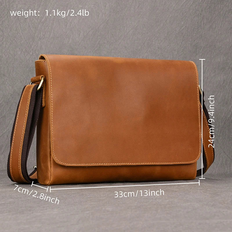 Vintage Crazy Horse Leather Men's Briefcases Laptop Bag Office Bags for Men Cover Messenger Bags Men's Leather Bag Computer Bags