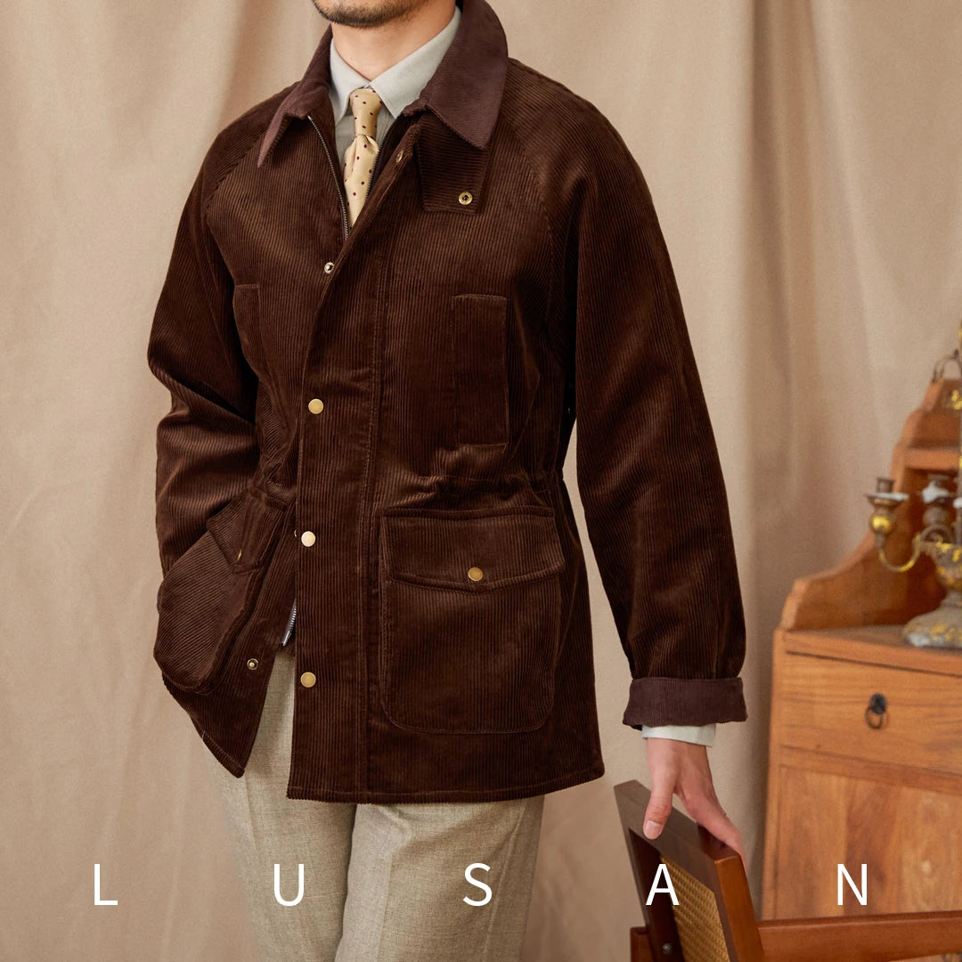 Autumn and Winter Warm Cotton Corduroy Jacket British Light Mature Slim-fit Hunting All-match Retro Jacket for Men