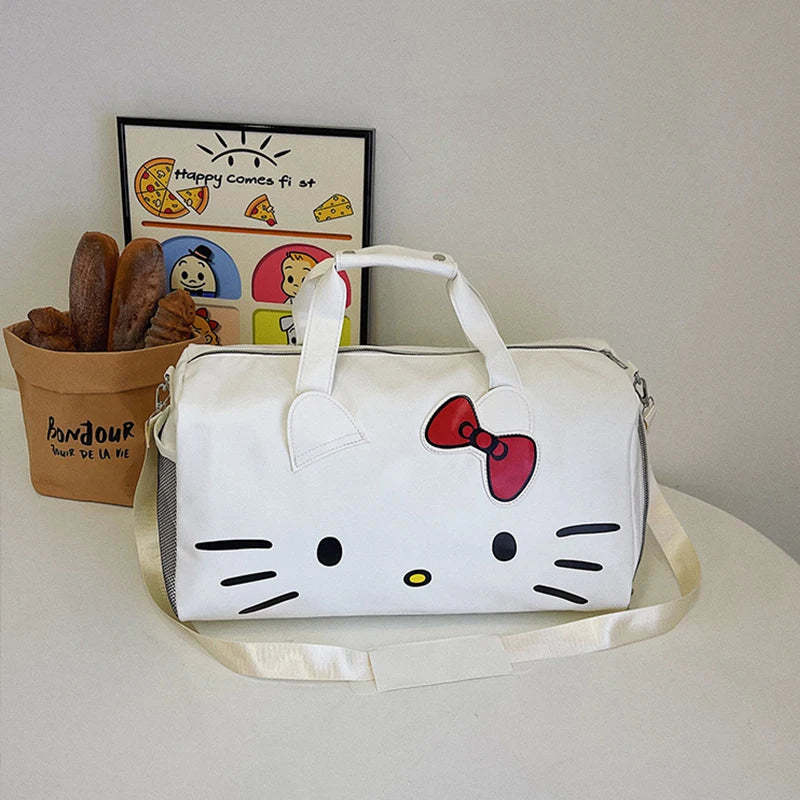 Hello Kitty Fashion Backpack Cartoon Design Large Capacity Women's Travel Bags Duffle Bag Shoulder Bag Fitness Storage Bag