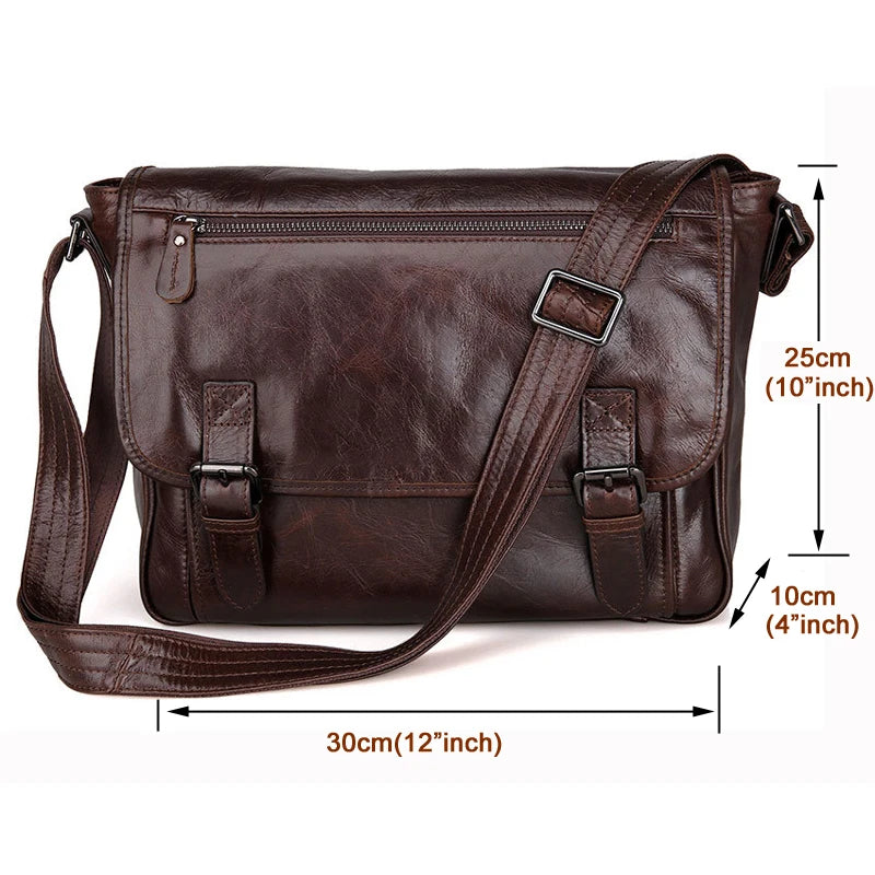 Fashion Oil Waxed Genuine Leather Shoulder Bag Men Messenger Bag Leather Crossbody Bag Sling Leisure Bag Casual New M184