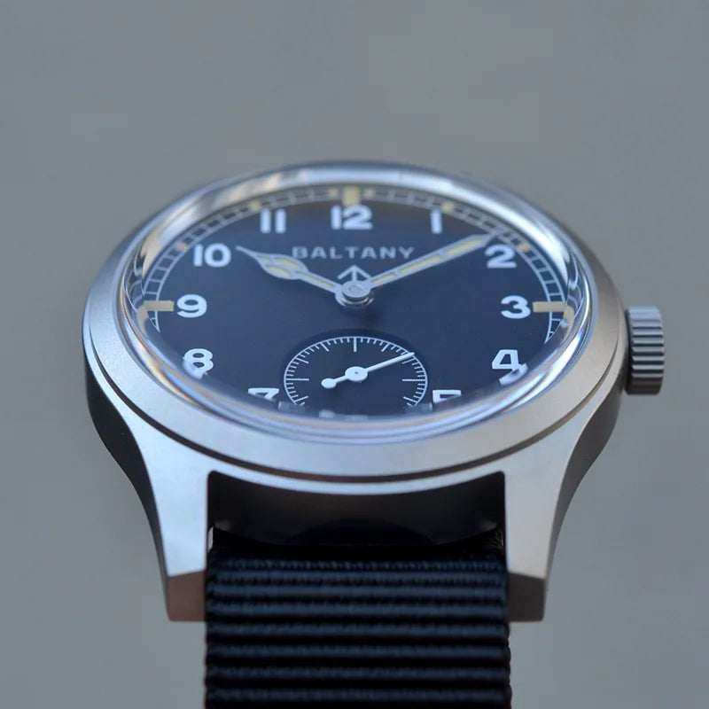 Baltany Retro Automatic Watch Men S2025 Fabric Strap St1701 Classic Subsecond Hand Luminous 36mm Mechanical Vintage Watch