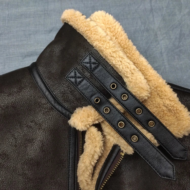 Men's Suede Jaet B3 Flight Suit Lamb Velvet Leather Coat Thiened Motorcycle Jaet Trendy Winter Casual ort Loose Fit