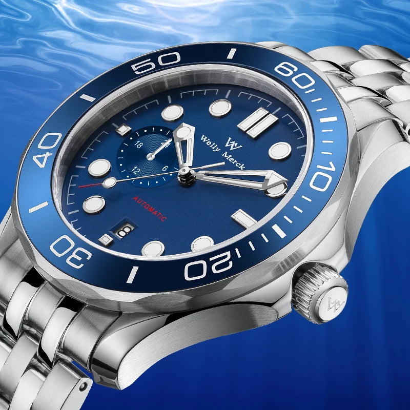 WM Watch Automatic Mechanical Watches Waterproof Business Stainless Steel Sapphire Miyota 8217 Welly Merck Watch For Men WM148