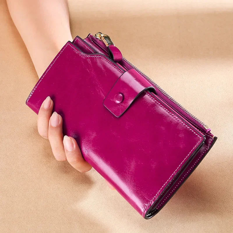 MAHEU Leather Long Wallet for women Genuine leather clutch purse real cowskin purse wallet for dress party long purse for laies