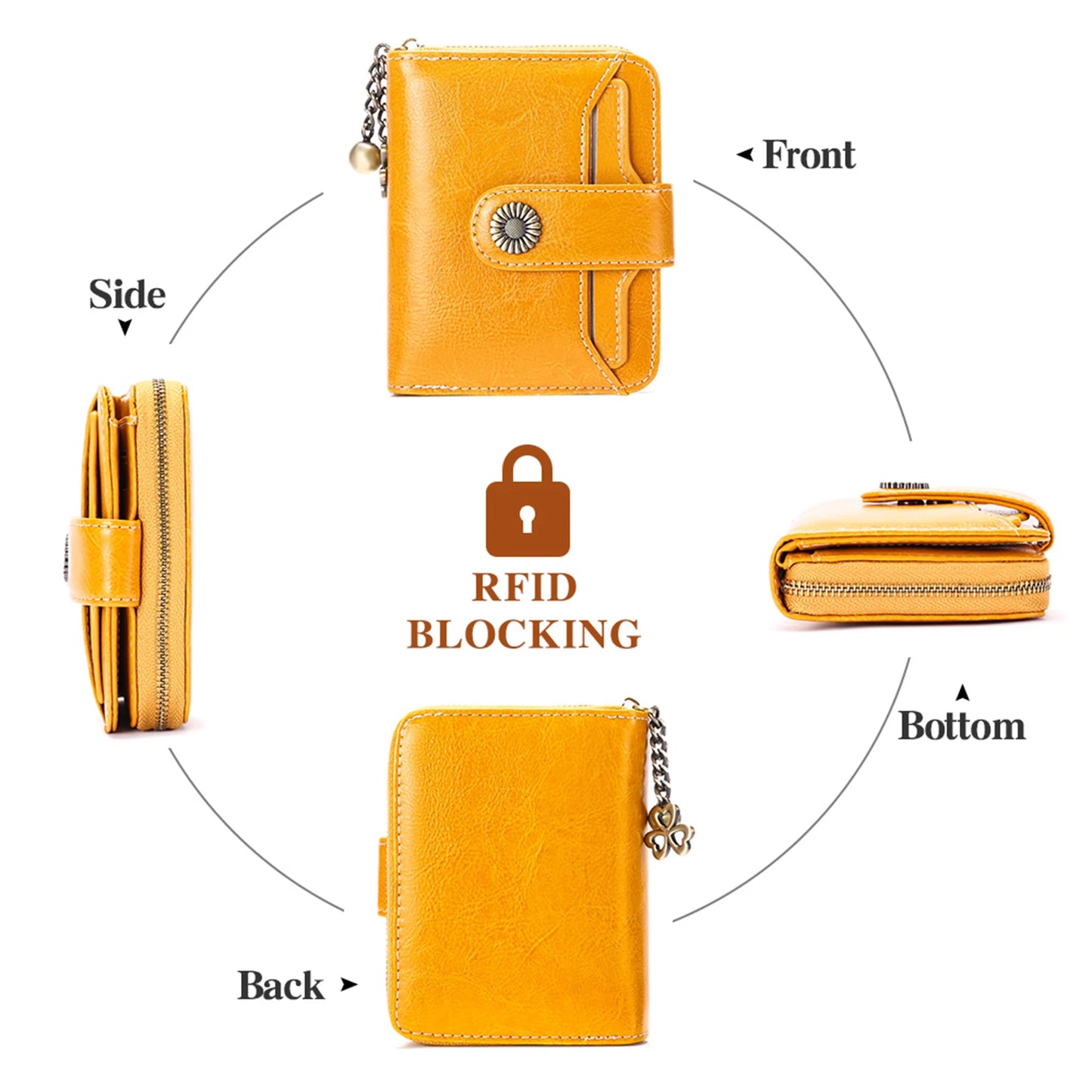 High Quality Women's Genuine Leather Wallet Female RFID Anti Theft Card Holder Coin Purse Wallets for Women Clutch Bag