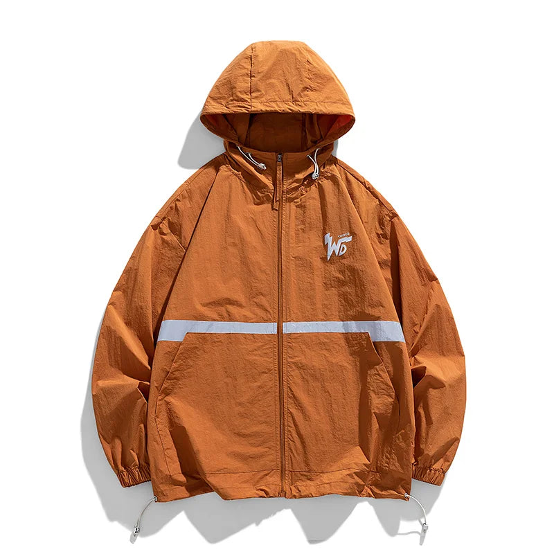Men's summer trendy version, thin ice silk color matching, thin breathable, UV resistant and sun proof clothing, men's jacket, o