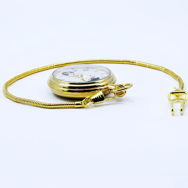Top Luxury Fashion Pocket Watch Gold Vintage Necklace Pendant Chronograph Mechanical Clock For Men Women Pocket&Fob Watches