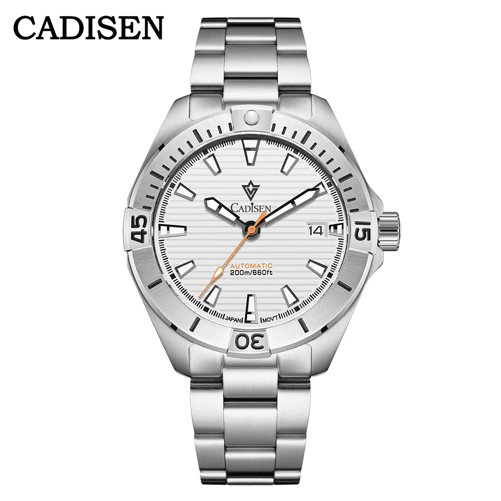 CADISEN NEW Top Brand Sports Men Mechanical Wristwatch Luxury Automatic NH35 Watch Men's Stainless Steel 200M Waterproof Clock