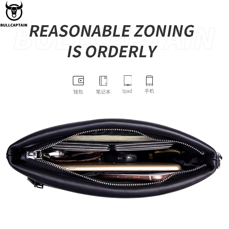 Bullcaptain Men's Long Wallet RFID Blocking Card Holder Men's Clutch Envelope Bag Business Casual Men's Underarm Bag Handbag