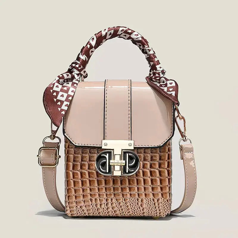Luxury Women's Bag Fashion Crocodile Pattern Shoulder Bag For Women Mobile Phone Bag Wallet Small Handbag Wallet With Ribbon