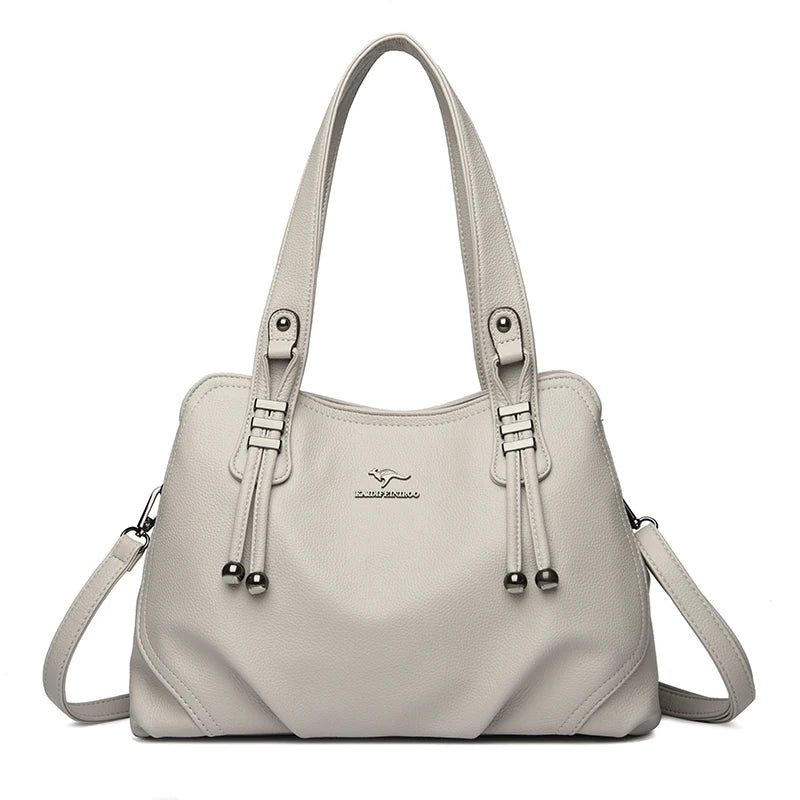 Genuine Soft Leather Handbags for Women Vintage Shoulder Tote Bag Luxury Designer Ladies Large Capacity Purse Bags Sac A Main