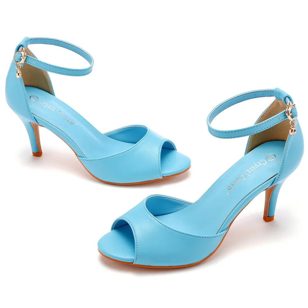 Women Sandals Plus Size 36-43 Shoes for Women Summer Elegant 7cm High Heel Peep Toe Comfortable Party Evening Sandalias Mujer