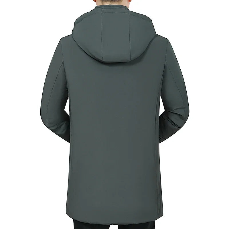 Men Winter Jacket Coat Long Style Windproof Warm Parka Hooded Thick Cotton-padded Male Fashion Casual Zipper Fashion Top Coat