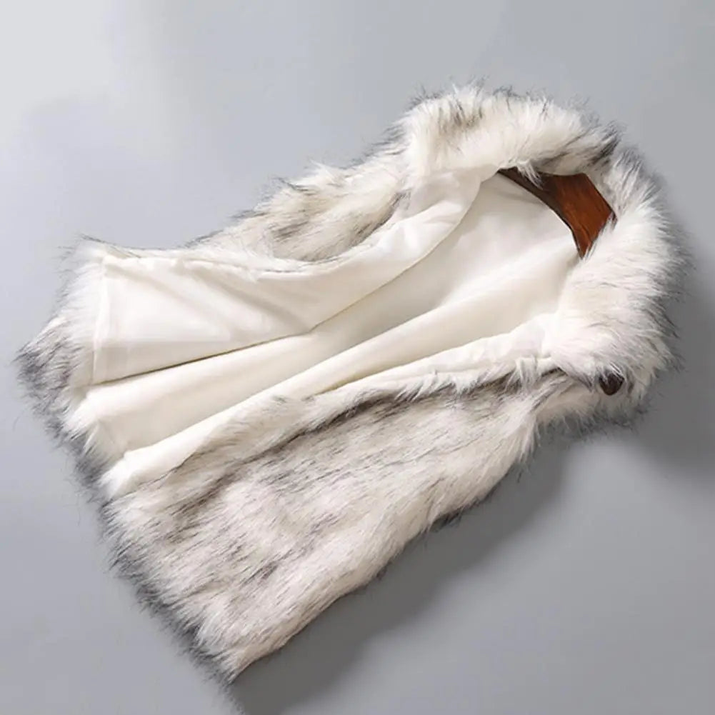 Fashion Women Vest Windproof Women Waistcoat Buttons Placket Winter Thickened Warm Faux Fur Vest Jacket Cold Resistant