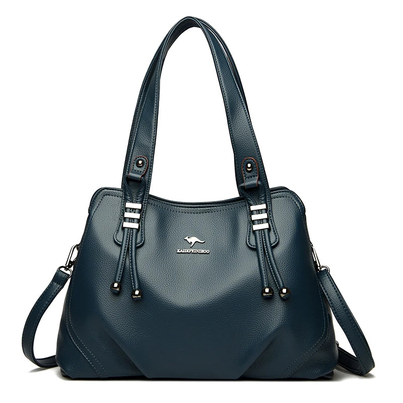 Genuine Soft Leather Handbags for Women Vintage Shoulder Tote Bag Luxury Designer Ladies Large Capacity Purse Bags Sac A Main