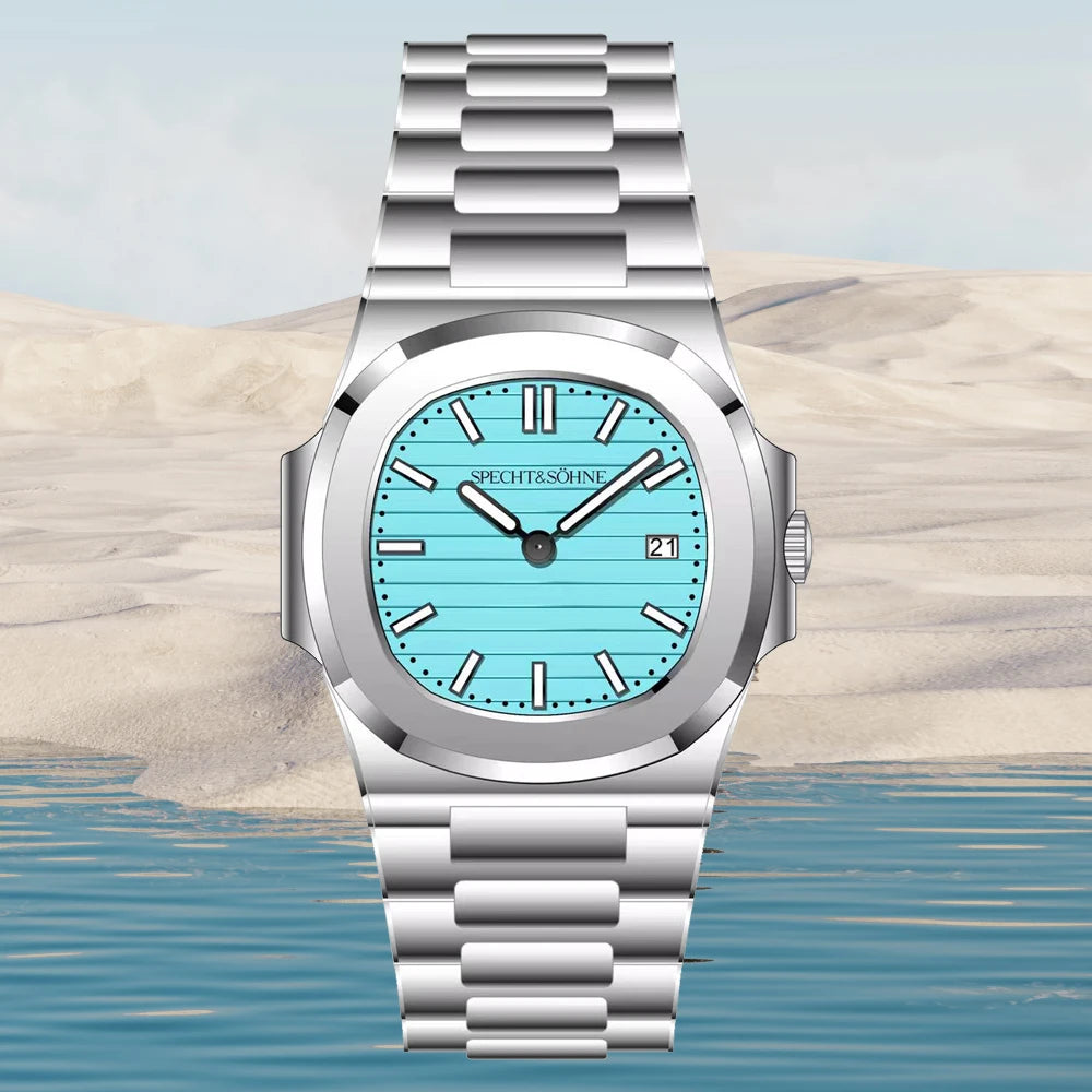 Specht & Söhne New Fashion Ultrathin Mens Watch 39MM Quartz Wristwatch Stainless Steel Waterproof Calendar 5711 Watches For Men