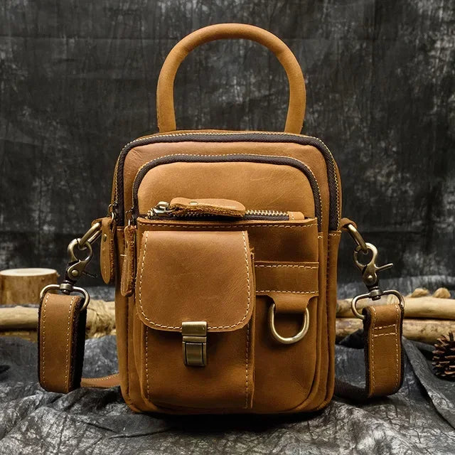 Genuine Leather Shoulder Waist Bag Small Mens Womens Natural Skin Crossbody Phone Bag Portable Front Mini Bags Anti Theft
